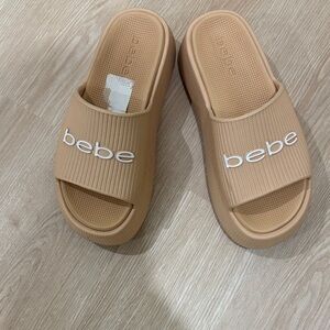 Bebe Beige Slide Sandals for Women